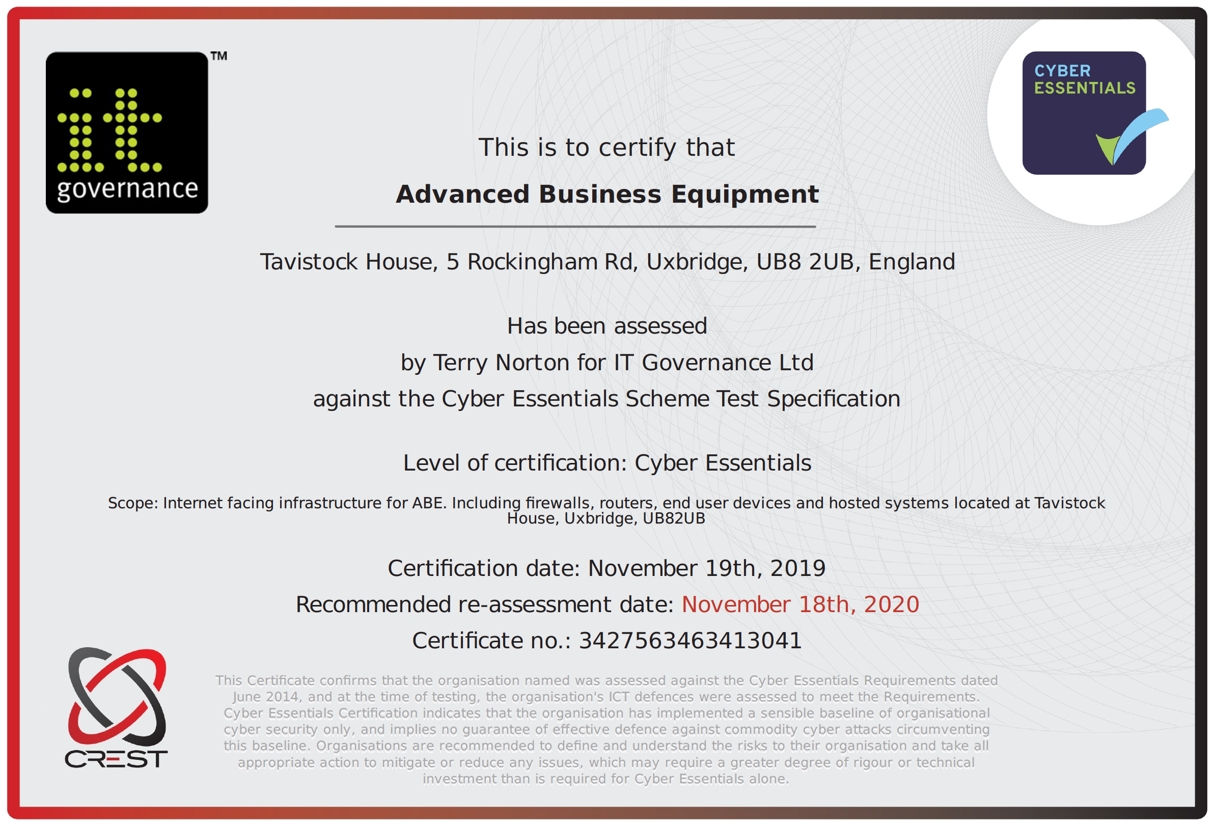 Advanced UK Cyber Essentials Certification